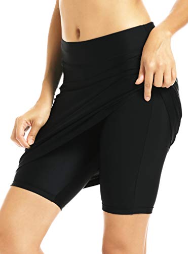 Dovio Women UPF 50+ Skirts Active Skirted Shorts Swimming Skorts Bottom Sun Protection(DOW103BLACK-S)