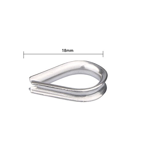 100 Pcs 1/16-inch Wire Rope Aluminum Sleeves Clip Fittings Cable Crimps, 10 pcs M2 Stainless Steel Thimble Combo, 6-Pcs Turnbuckle Tension Wire Rope with Eye&Hook (M4), Stainless Steel Kit, Aunifun - Thumbnail 5
