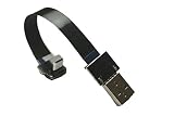 Short FFC Micro USB FPV Flat Slim Thin Ribbon FPC Cable Micro USB 90 Degree to Standard USB A for sync and Charging Black(10CM)