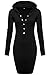 FINEJO Womens Long Sleeve Henley Neck Basic Hoodie Dress With Buttons