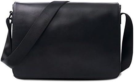 Black Leather Laptop Briefcase Messenger Shoulder Bag For Men