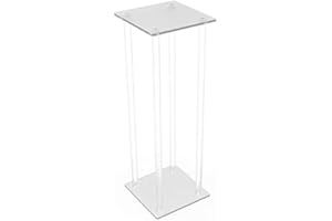 FIXTUREDISPLAYS 9 L X 9 W X 24" Tall Clear Acrylic Riser Transparent Plexiglass Pedestal Table Display Podium Glorifier Riser Stand Centerpiece Flower Sculputure Merchandise Lamp Book Stand 10043-24"