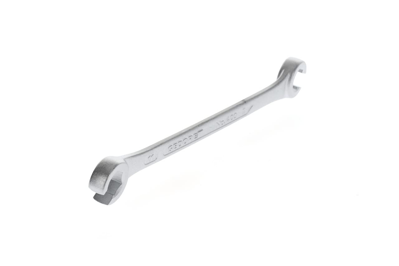 GEDORE Double-ended ring spanner open, AF 10+11 mm, 15° angled, Hex, For brake lines, Spanner, 400 10X11