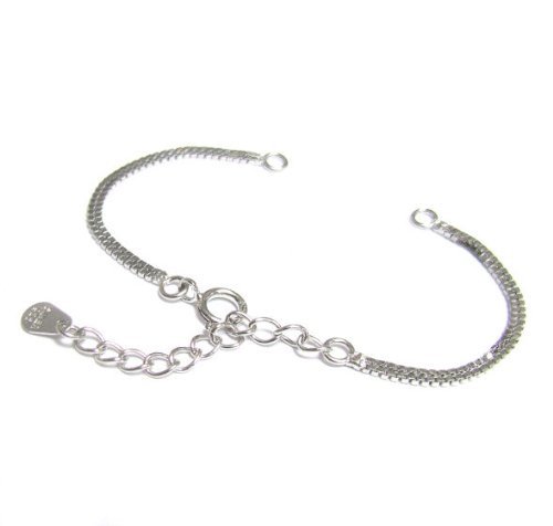 1pc Sterling Silver Box Chain Bracelet / Necklace Connector Clasp w/ Extender & Tag / Findings