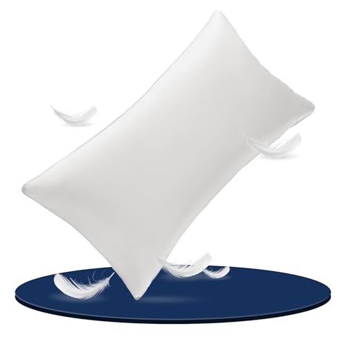 DEITAS Down Pillow - 3-Chamber Design for Optimal Neck Support, Soft & Breathable 100% Cotton Cover, Bed Pillow Perfect for Allergy Sufferers and Children (White, 80 x 80 cm (Pack of 1)