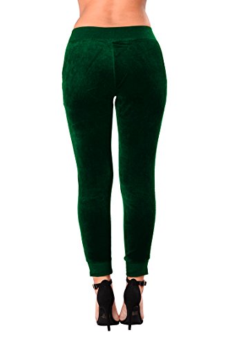 Linsery Women's Winter Velour Zipper Hooded Jacket Jogger Pants 2 Piece Sweatsuit M Green - Thumbnail 7