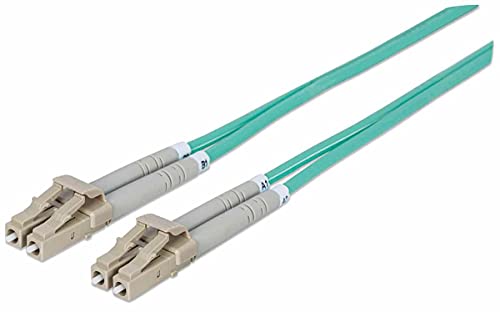 Fibre Optic Patch Cable, Duplex, Multimode, LC/LC, 50/125 µm, OM3, 1 m, LSZH, Aqua, Lifetime Warranty