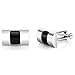 Gem Stone King Silver and Black Contoured Stainless Steel Shirts Cufflinks Men's Fashion Luxurious Tuxedo Charm Business Wedding (20X12MM)