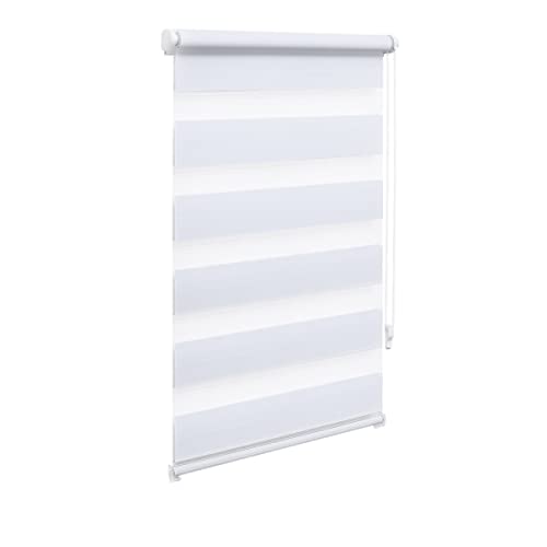 OBdeco Double Roller Blind, Duo Roller Blind, Clamp Attachment, no drilling, width 50 cm x height 150 cm (fabric width 46 cm), white, for windows, translucent and darkening — image 1