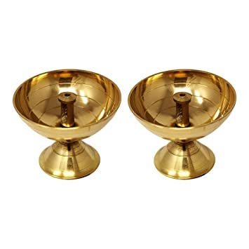 SATYA EXPORTS Pure Brass Premium Big Akhand Jyoti Diya Diwali Decoration Navratri puja Size-2.5x2.5x2 inches (2)