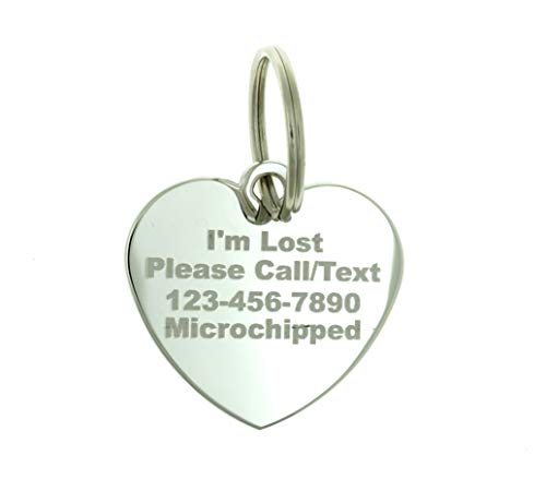 Yippo Accessories Custom Engraved Personalized Stainless Steel Medium Heart Rhinestones Pet Jewelry  - //medicalbooks.filipinodoctors.org