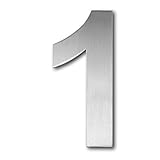 QT Modern House Number - EXTRA LARGE 10 Inch - Brushed Stainless Steel (Number 1 One), Floating Appearance, Easy to install and made of solid 304