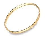 14K Solid Yellow Gold 5MM Plain High polish Bangle with Hinge fancy lock-14K GOLD