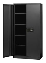Sandusky Lee KDE7236-09 Black Steel SnapIt Storage Cabinet, Keyless Electronic Lock, 4 Adjustable Shelves, 72