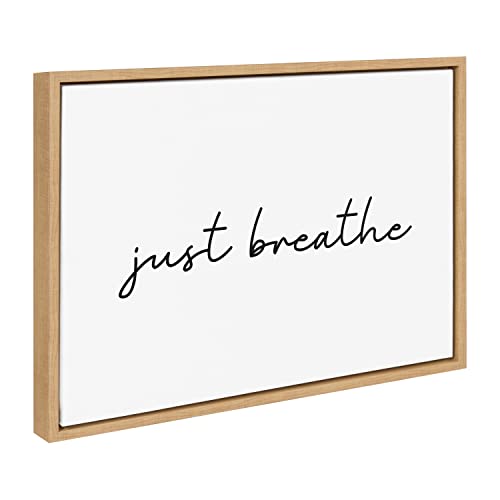 Kate and Laurel Sylvie Just Breathe Horizontal BW Framed Canvas Wall Art by The…
