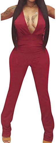 AVINE Women's Sexy Sleeveless V Neck Bodycon Clubwear Party Romper Jumpsuit