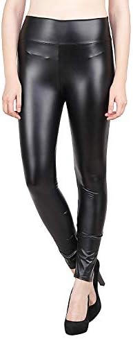 V4U Faux Leather Legging for Women's (Black Free Size)