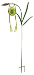 Sunset Vista Designs Froggy Hanging From Cattail Garden Stake With Solar Powered Light, 48"