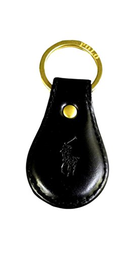 Polo Keychain Key Ring Fob Black Embossed Leather by Ralph Lauren