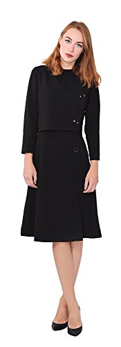 Marycrafts Womens Elegant Dress Work Office Lined Tea Midi Dress 0 Black