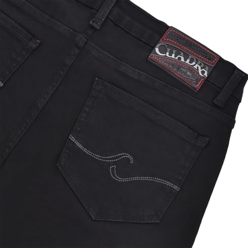Cuadra Pantalones Rectos para Caballero de Mezclilla Negro Gris