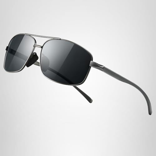 SUNGAIT Ultra Lightweight Rectangular Polarized Sunglasses Men UV400 Protection