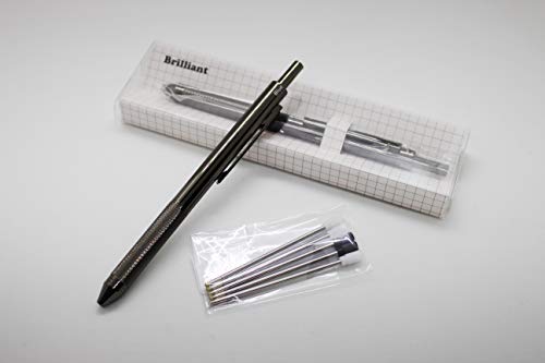 Metal 4 in 1 Multi-Function Pen 4 Colors Pen with 0.5mm Mechanical Pencil and Black/Red/Blue Ballpoint Pen in Gift Package (1PCS PACK, Gun black)