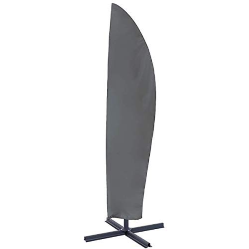 RICHIE Parasol Cover Waterproof Cantilever Parasol Heavy Duty 600D Oxford PVC Coating for Garden Umbrella Fit 3 to 4m Diameter Parasols 265x40/70/50cm with Zip and Adjustable Drawstring Cord,Grey
