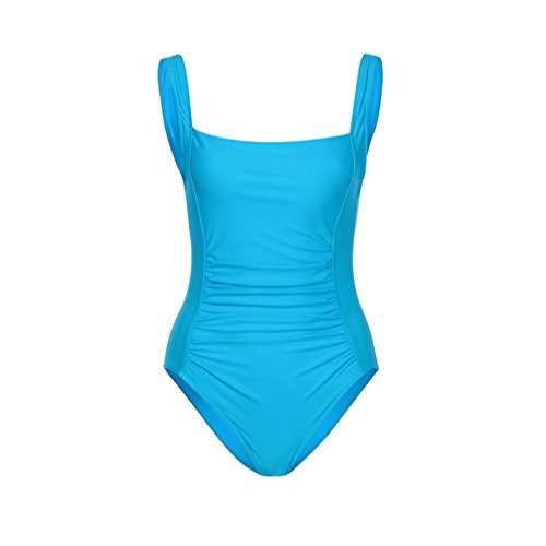 Kehen Women's Solid Color One Piece Monoki Bathing Suit Ruched Tummy Control Swimsuit Sexy Backless Swimwear (Blue,Medium)