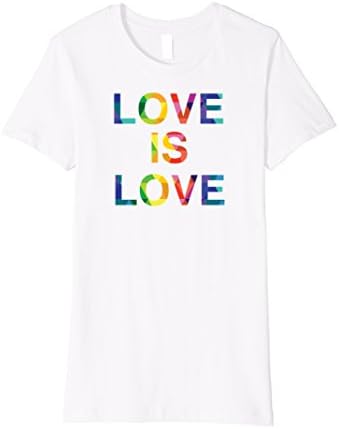 Womens Love is Love Rainbow Pride T-shirt - Gay Lesbian Tees - LGBT Medium White