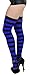 ToBeInStyle Women's Wide Vertical Striped Thigh Hi Stockings (Black w/Royal Blue Stripes)