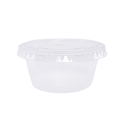 EDI Clear Plastic Disposable Portion Cups/Souffle Cup with Lids (100, 1 OZ)