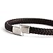 MERIT OCEAN Genuine Leather Bracelet for Men Brown and black interlaced Fashion Bangle Bracelet Stainless Steel Clasp (7.7inch(19.5cm))