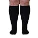 Mojo Compression Socks for Women and Men 20-30mmHg Wide Calf - Plus Size Opaque Compression Support Stockings for Nursing, Varicose Veins Circulation - Black, 3X-Large - AB201