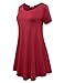 BELAROI Womens Summer Casual T Shirt Dresses Short Sleeve Swing Tunic Dress(1X, Wine Red)