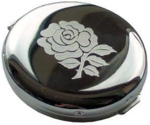 Personalised Round Silver Flower Design Compact Mirror Engraved - Enter Your Own Custom Text