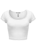 Basic Solid Color Short Sleeve Scoop Neck Slim Fit Cotton Crop Tops
