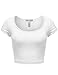 Basic Solid Color Short Sleeve Scoop Neck Slim Fit Cotton Crop Tops