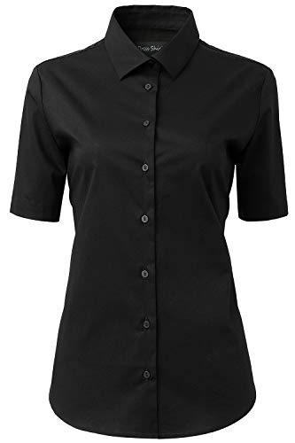 HORSE SECRET Womens Dress Shirts and Blouses for Work Black Button Down Shirts Size 6