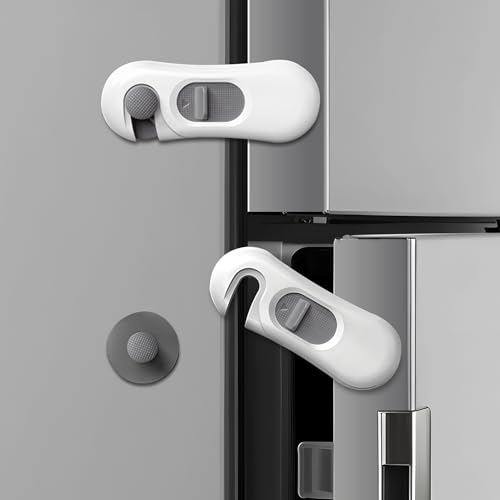 Photo 1 of 5-Pack Child Proof Refrigerator Lock with 3M Adhesive, Baby Child Safety Cabinet Locks, Kids Safety Fridge Locks for Oven Drawers Door- White& Gray