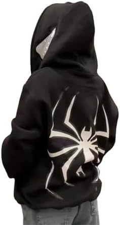 Women Men Oversized Harajuku Y2K Spider Graphic Hoodie Long Sleeve