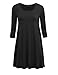 LL WDR930 Womens Round Neck 3/4 Sleeves Trapeze Dress with Pockets L BLACK