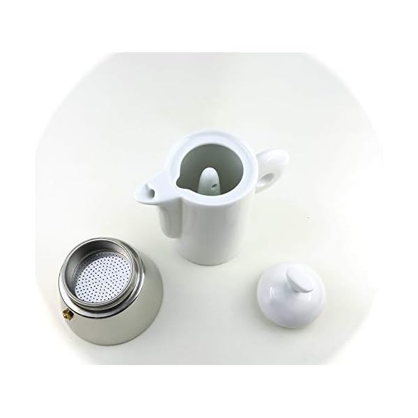 Moka Consorten Italienischer Espressokocher »Darling« aus Edelstahl, weißem Porzellan & Alu-Trichter (105 ml) / Made in… – Bild 4