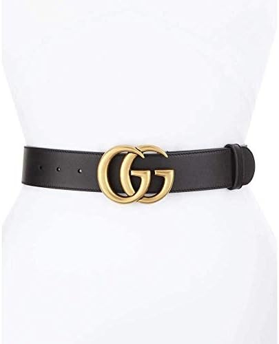 GG Buckle Belt for Women Black Leather