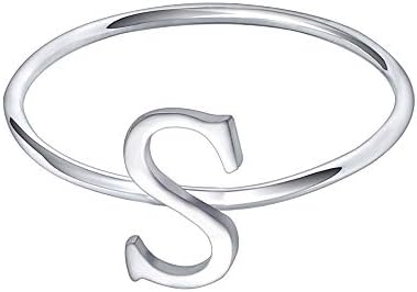 925 Sterling Silver Stackable Initial Letter Rings Capital Letter Ring Charm Initial Band for Women