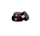 15ML 0.5oz Inclined Shoulder Amber Glass Cream Bottle Container Black Lid (3pcs)