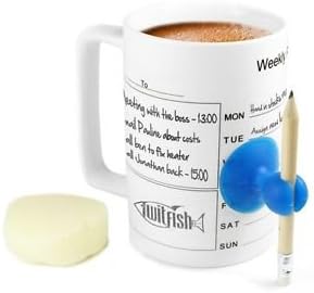eSmart Ceramic Schedule Mug Coffee Cup Office Students Curriculum Memo Mug w/ Sponge / Suction Cup Pen Holder + Pencil Daily Plan Weekly Plan Study Plan
