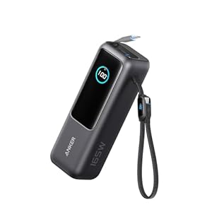 Anker Power Bank (25000mAh, Built-In & 巻取り式USB-Cケーブル) (ブラック)