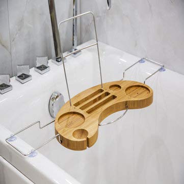 Bs 115 Bamboo Bathtub Arc Shaped Shelf Retractable Sanitary Shelf