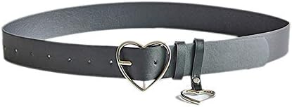 FOReverweihuajz Women Party Dress Faux Leather Heart Metal Pin Buckle Waist Belt Strap Waistband
